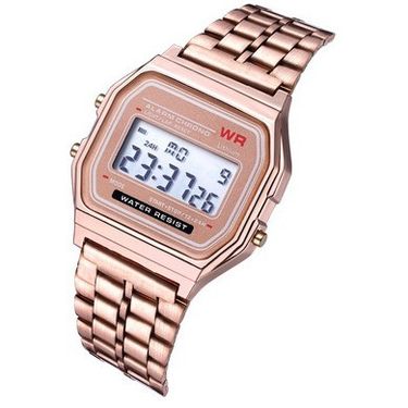 WR No Mark F91W Sports Children's Electronic Metal Multi-function Luminous Alarm Clock Steel Band Watch Dial_voghion.com