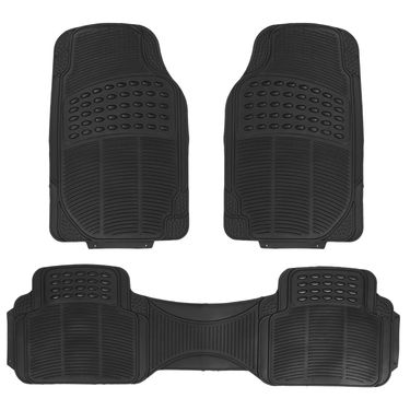 3Pcs Automotive Floor Mats Set Front Rear PVC Rubber Floor Mats Heavy Duty Drive Vehicle Car Mats with Trimmable Design Fit Most Cars SUVs Trucks_voghion.com