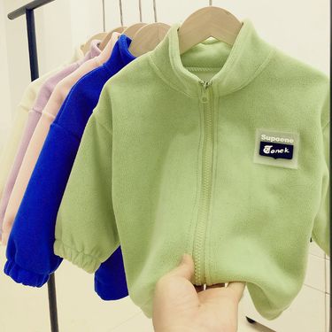 Children's Ollie Velvet Jacket Boy's Fleece-lined Warm Autumn and Winter Wear Baby Girl's Thickened Double-sided Fleece Casual Top_voghion.com