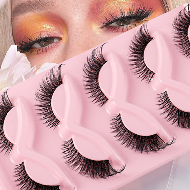 Beauty Health 5 Pairs Of Oblique Flying Fox False Eyelashes Natural Thick Curling Eyelashes Simulated Cat Eye Eyelashes_voghion.com