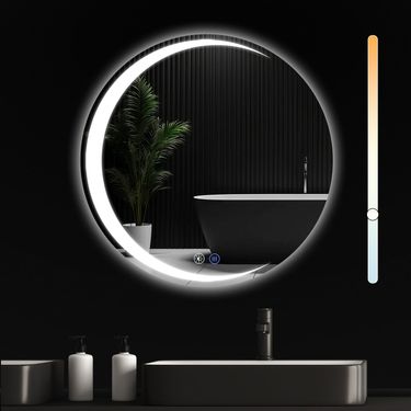 Glitzerlife Spiegel Mit Beleuchtung - Wandspiegel Rund 70cm LED IP44 Badspiegel Mit Touch - Schalter Und Entfogger - Funktion Bad Spiegel Mit Licht Dimmbar_voghion.com