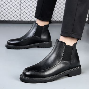European Warm Series 2025 Autumn Winter New Black Martin Genuine Mid-Calf High-End Short Men's Casual Leather Boots_voghion.com