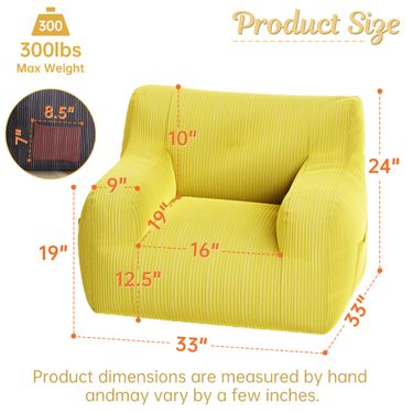 Bean Bag Chairs For Adults And Kids - Bean Bag Sofa With Tufted Soft Stuffed Filling For Living Room,Bedroom Accent Sofa Chair With Pocket_voghion.com