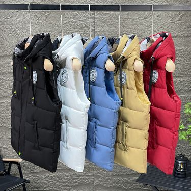 Men's Clothing Men's Cotton Vest Winter Men's New Hooded Cotton Waistcoat Jacket Overalls Class Clothes Printing LOGO_voghion.com