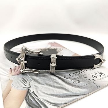 New Cro Sier Jewelry Dark Prince Thickened Metal Three Piece Set High Quality PU Decorative Belt Fashion Trend Versatile_voghion.com