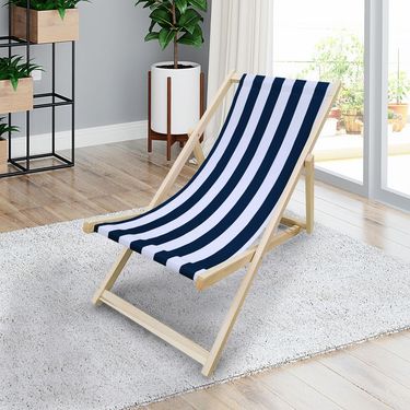 Populus Wood Sling Chair Blue Stripe Broad Dark Blue Strip_voghion.com