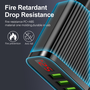 3.1A 5V Quick Charger 3 Ports Portable Wall Mounted Phone Charger Stripe Digital Display USB Charger for Phone_voghion.com