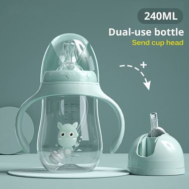 Baby bottles Drinking Cup Feeding Bottle Wide-Caliber Multifunctional Drinking Milk Drinking Water Dual-use Bottle BPA Free_voghion.com