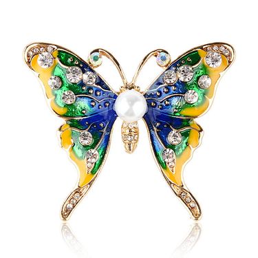 retro butterfly brooch painted with oil drops and diamonds, brooch pins, exquisite scarf buckles, coat and suit accessories_voghion.com