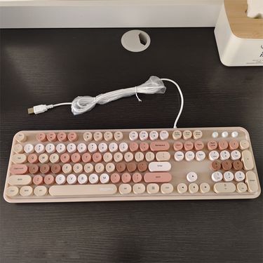 Mofii Milk Tea Warm Color Good-looking Wired Keyboard_voghion.com