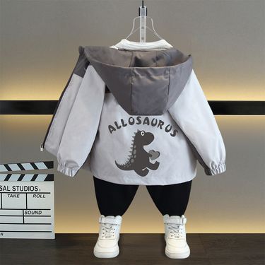 2025 New Style Boys' Jackets, Children's Dinosaur Jackets, Tops, Boys' Trendy Hooded Windbreakers, Thin Styles_voghion.com