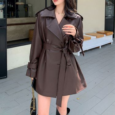 Men's Clothing Maillard Brown Leather Jacket For Women New Style Fashion Small Leather Jacket Autumn Leather Windbreaker Coat For Women_voghion.com
