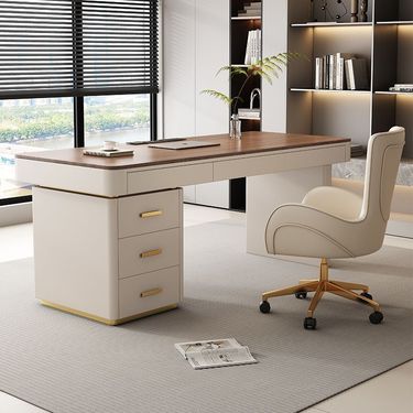 Walnut Solid Wood Light Luxury Modern Minimalist High-end Feel Home Study Living Room Computer Workstation Office Desk_voghion.com