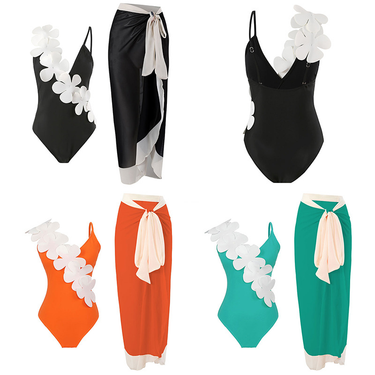 Women's Solid Color And Multicolor White Petals Embellish One-piece Tulle Skirt Style_voghion.com