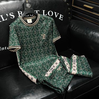 Trendy Printed Short Sleeved Sports Summer, A Complete Set Of High-end Handsome Casual Sets For Men's Clothing_voghion.com