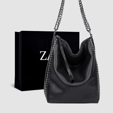 High end and Western style Handheld Shoulder 2024 Rivet Large Capacity Chain Bucket Bag Tide_voghion.com