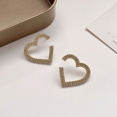 Sterling VENUS  Sier Simple Temperament Full Diamond Super Flah Love Heart-Shaped Earring Sweet Girl Fairy_voghion.com