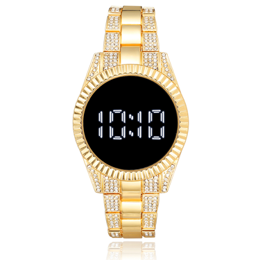 Fashion Diamond Band LED Electronic Personalized Touch Screen Digital Display Trendy Bracelet Women's Watch_voghion.com