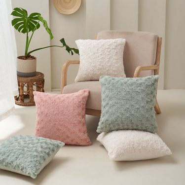 Home Furniture Pure Color Rose Velvet Pillow Cover Sofa Bed Headrest Pillow Cover_voghion.com
