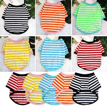 New Dog Clothes Pet Clothing Striped Round Neck T-Shirt For Small And Medium Dogs Pomeranian Teddy Spring Summer Thin_voghion.com