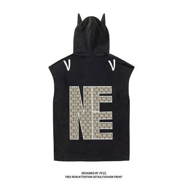 American Style Trendy High Street Letter Printed Hooded Vest Men Women, Sleeveless T-shirt, Camisole For Couples, Sports_voghion.com
