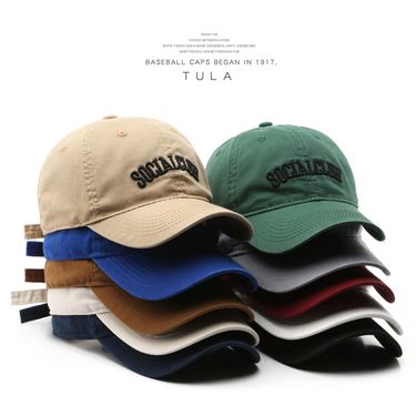Outdoor men's street personality letter embroidery washed cotton duckbill cap Korean retro women's sun protection sun hat_voghion.com