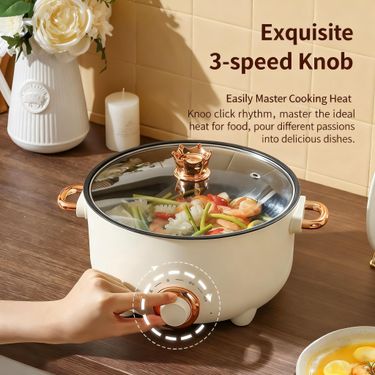 Multifunctional Electric Hot Pot With Steamer All-In-One Electric Cooker Shabu-Shabu Non-Stick Fryer Pan For Home And Dormitory_voghion.com