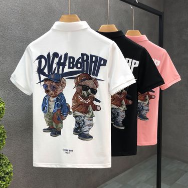 Men's Clothing Popular Print Polo Shirt Men's Short Sleeved T Shirt With Lapel And Personality Men's Summer Trendy Brand With Slim Fit Half Sleeves_voghion.com