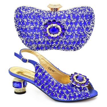 Women Shoe Bag Set Italian Party Matching Rhinestone Round Toe Peep Toe Sandals With Large Sparkling Rhinestones Lightweight Handbag Set_voghion.com