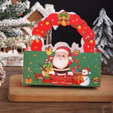 Christmas Gift Box Set With Snowflake Cookies, Nougat & Apple Treats - Decorative Tree & Santa Claus Hand Carry Boxes_voghion.com