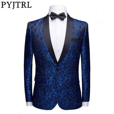 Man's clothing Men's fashion floral small suit Jacket Shawl collar slim-fit party suit Singer Coat Performance wear_voghion.com