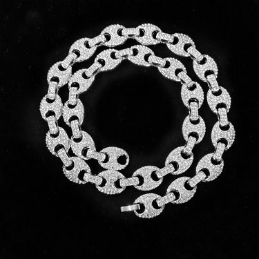 Hip Accessories Hop Coffee Bean Figure 8 Buckle Inlaid Cuban Necklace Men's Full Diamond Pendant_voghion.com