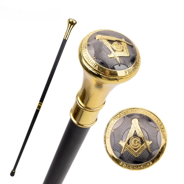 Golden Freemasonry Freemasons VG Totem Relief Cane Fashion Gentleman Walking Stick 93cm_voghion.com