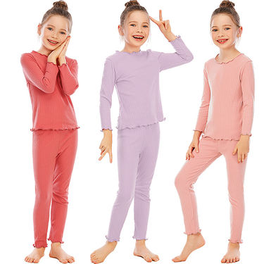 Women's clothing autumn trousers for middle and large children, pure cotton thermal underwear suits for girls, girls' bottoming thermal underwear_voghion.com