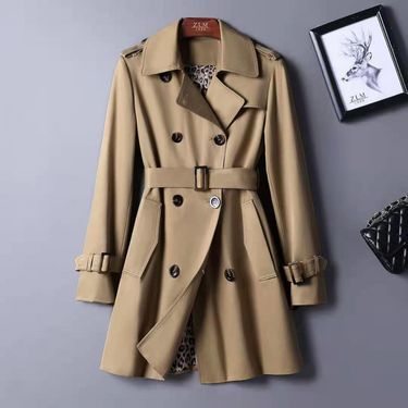 Women's Clothing Spring And Autumn Fashion Temperament Pure Color Simple Waist Women's Long Sleeve Mid Length Windbreaker Coat Jacket_voghion.com
