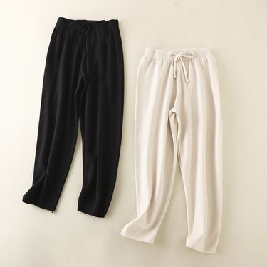 Women's fashion loose casual knitted nine point Harlan pants_voghion.com
