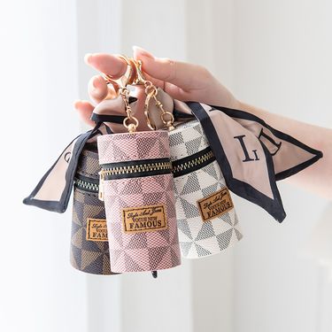 2024 New Cute Bucket Style Fashionable and Simple Mouth Red Envelope Female Compact Handheld Key Pendant Silk Scarf_voghion.com