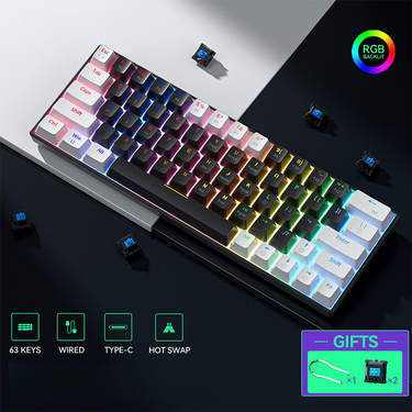 63-Key Switchable Gaming RGB Full Key No Conflict Blue Red Switch Computer Keyboard E-Sports Mechanical_voghion.com