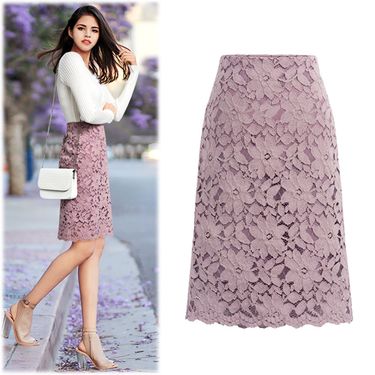 Women's Clothing new summer slim water soluble lace skirt very fairy French niche A line skirt mid length hip skirt_voghion.com