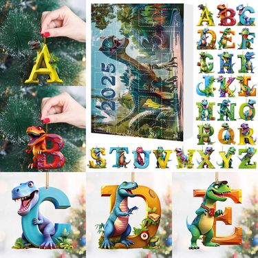 2025 Christmas Decorations, Dinosaur Letter Pendants, Christmas Countdown Calendar Blind Boxes, Dinosaur Blind Boxes_voghion.com