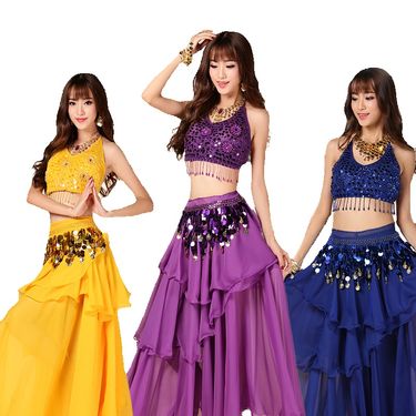 New Indian Performance Belly Set Five Flower Cake Skirt Dance Practice Dress Special Offer_voghion.com