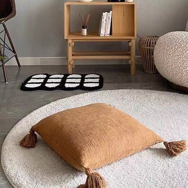 Solid-Color Velvet Round Rug Soundproofing Pad Mirror-Front Rug_voghion.com