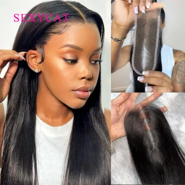 Straight Human Hair Lace Closure Pre Plucked Invisible Swiss Lace 2x6 Virgin Hair_voghion.com