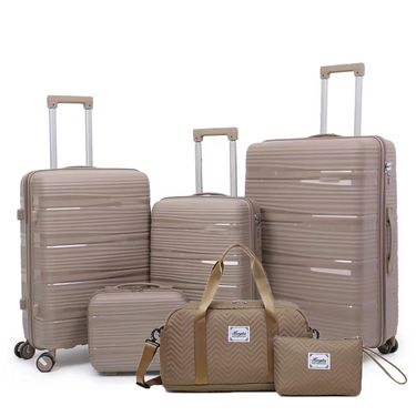 PP Suitcase 13+20+24+28 Inch Explosion Proof Zipper Universal Wheel Trolley Case Travel Bag Cosmetic Bag Set_voghion.com