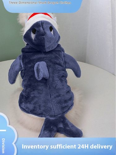 3D shark transformation costume Halloween funny small dog, cat, dog pet clothes 1_voghion.com