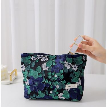 New Cotton and Hemp Plant Embroidery Travel Makeup Bag Handheld Portable Canvas Storage Bag Lipstick Skincare Wash Bag_viptrois.com