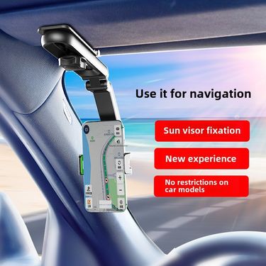 Car mobile phone bracket sun visor navigation mobile phone holder rearview mirror portable mobile phone bracket universal mobile phone clip cross-bord_voghion.com