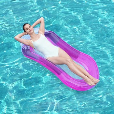 Swimming Rings Permeable Mesh Inflatable Floating Row With Built In Pillow Inflatable Floating Bed Beach Lounge Chair_voghion.com
