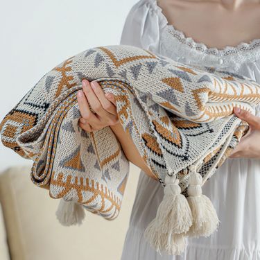 Navajo Sun Thick Knitted Bohemian Office Nap Air Conditioning Sofa Baby Blanket_maomaolike.com