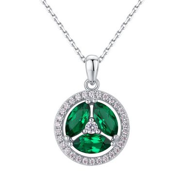 new Geometric Cultured Emerald Retro Pendant S925 Silver Full Of Colored Gemstone Clavicle Pendant Fashion_voghion.com